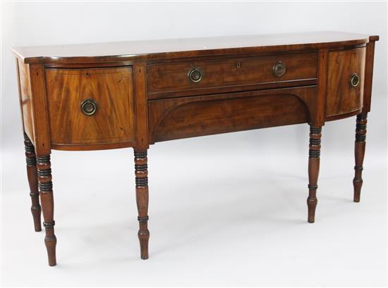 A Regency mahogany bowfront sideboard, W.6ft D.2ft 1in. H.3ft 1in.